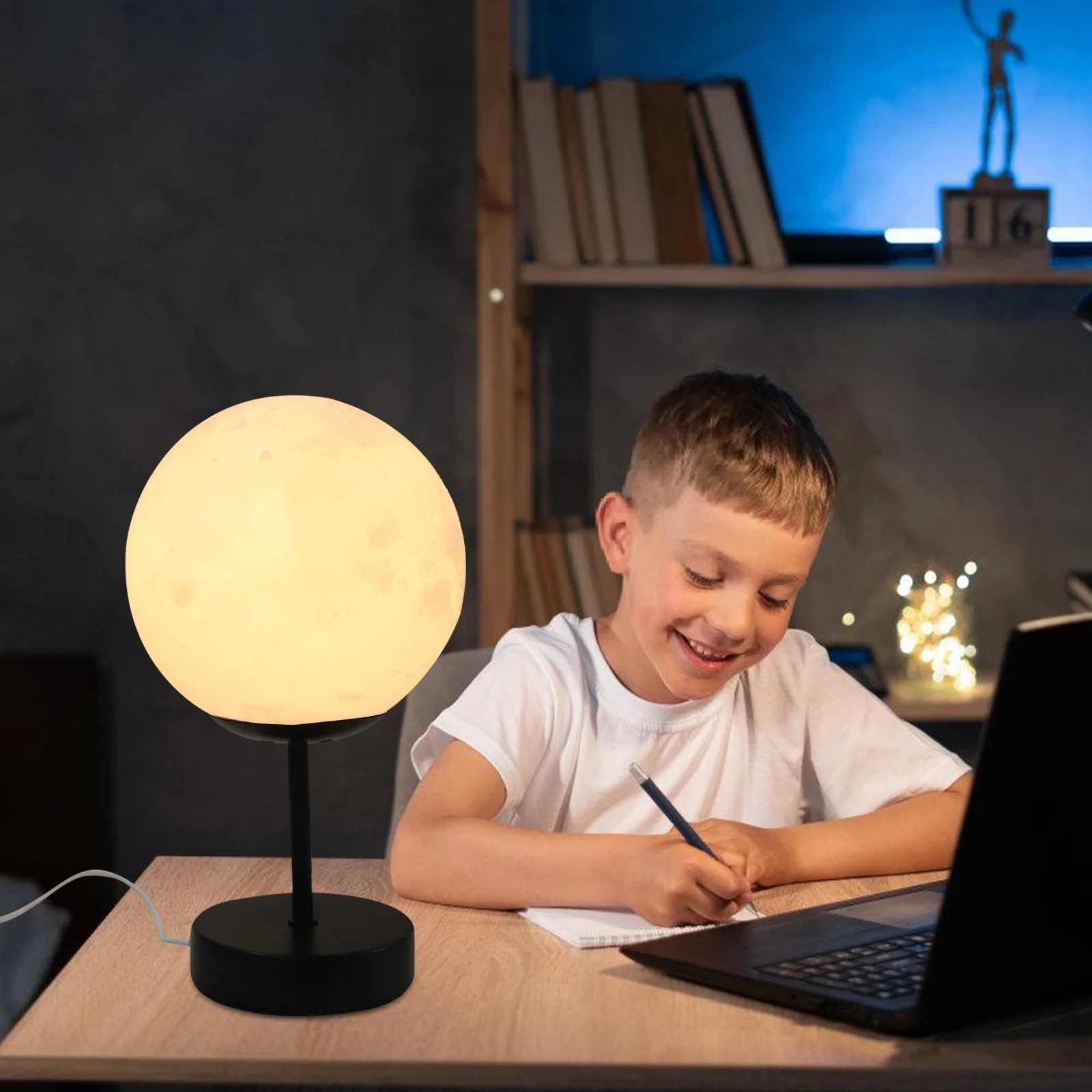 مصباح ليلي على شكل قمر ثلاثي الأبعاد، ضوء ليلي بجانب السرير، ضوء دافئ ناعم، مصباح إبداعي مزخرف لغرفة النوم، ضوء ليلي