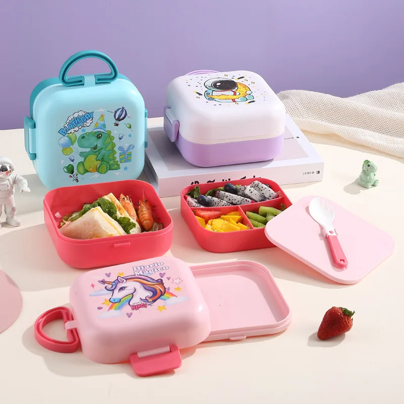 Unicorn Kids Lunch Box For Girls 2 layers Leakproof Children Bento Box Sandwich Fruit Food Storage Containers For School Picnic