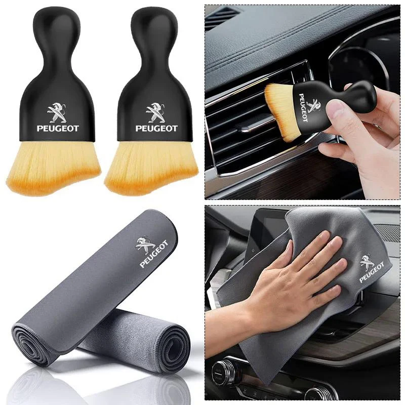 

Car Towels Cleaning Drying Cloth with Car Cleaning brush Accessories For Peugeot 406 306 4008 307 Traveller 206 308 205 206CC