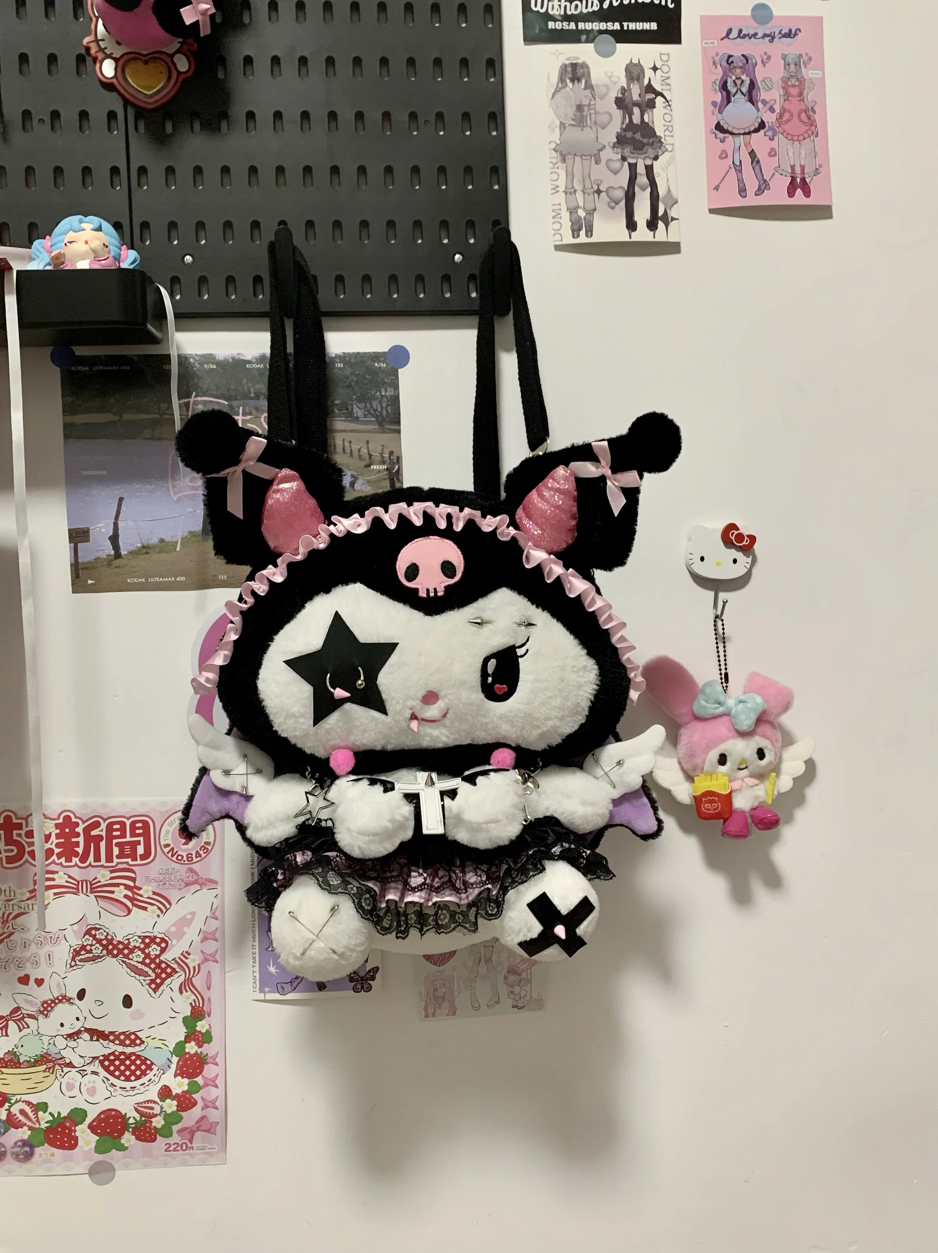 Sweet Cool Kuromi Subculture Backpack Dark Gothic Style Crossbody Bag Stuffed Animal Y2k Women'S Bags Amusement Park Backpack