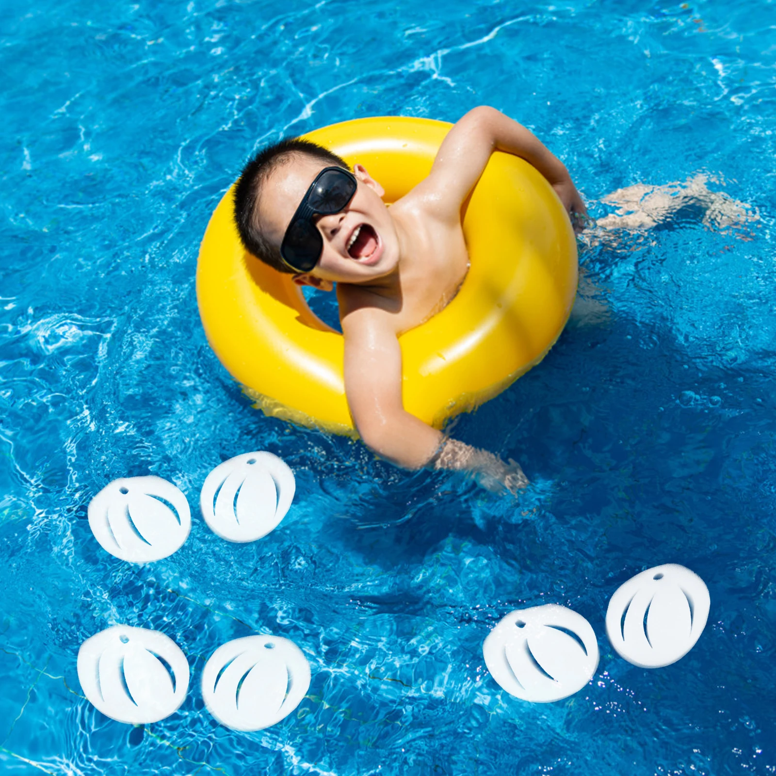 

6pcs Lotus Shaped Oil Absorbing Filter Sponge for Swimming Pool Cleaning Reusable Kitchen Oil Removal Tool Sponges Cartoon