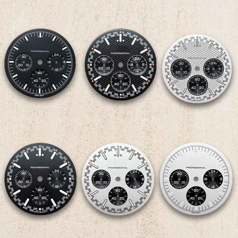 

VK63 32.5mm S Logo Green Luminous Dial For VK63 Movement Watch Modification Accessories