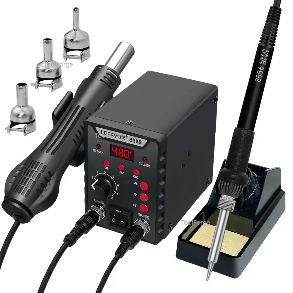 Instrument A-8586 Digital Hot Air Gun Dismantling and Welding Table 2-in-1 Adjustable Temperature 936 Electric Soldering Iron We