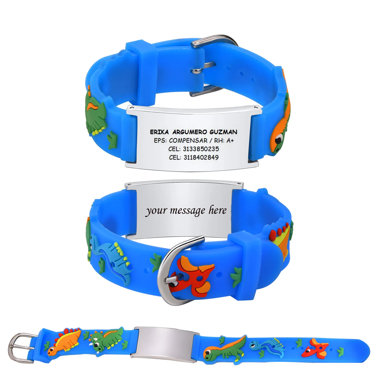 Customzied Personalized ID Bracelet for Baby Children Kids Boy, Silicone Bracelet Adjustable, Engrave Quotes Inspirational Gift