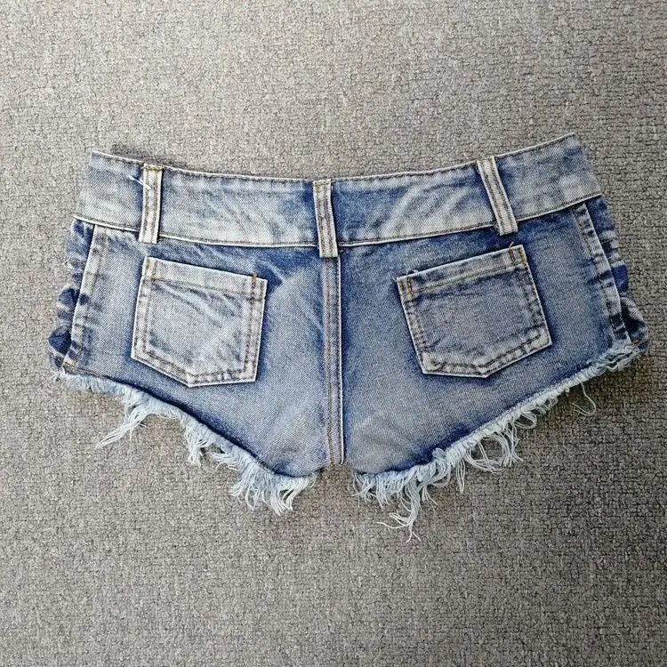 2024 nowe damskie Ultra jeansowe szorty seksowne z wycięciami w niskiej talii kokardka Jeans Шорты
