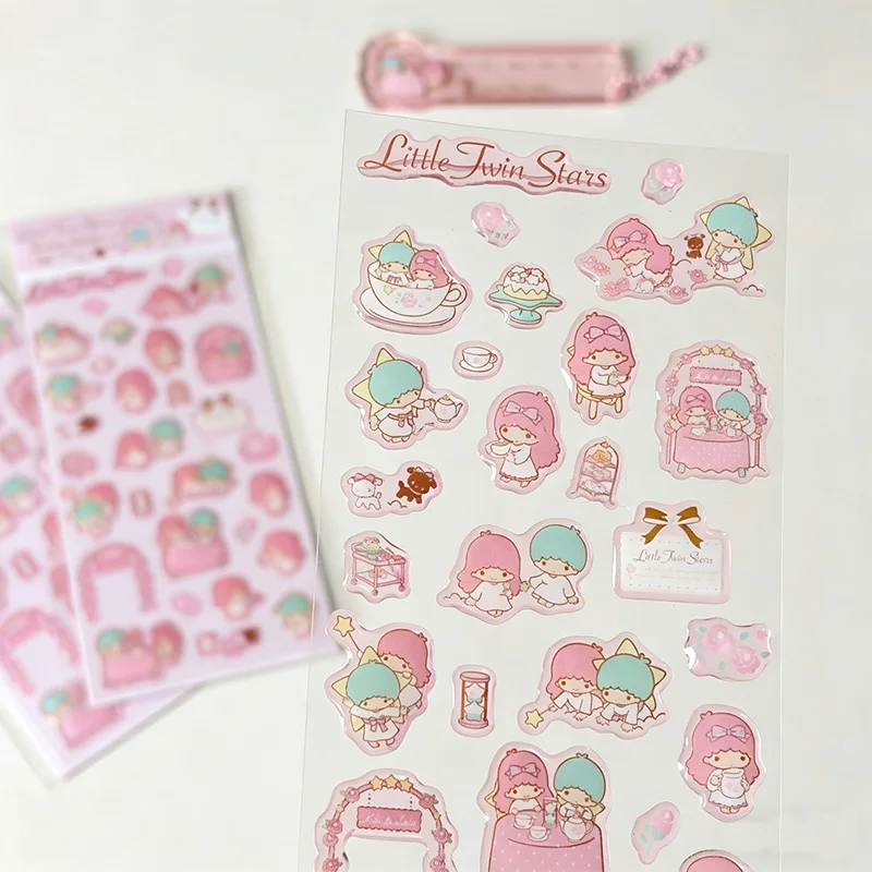 

Cute Little Twin Stars Sticker Kawaii Cartoon Resin Bubble Stickers Student Diy Phone Case Water Bottle Suitcase Decoration Gift