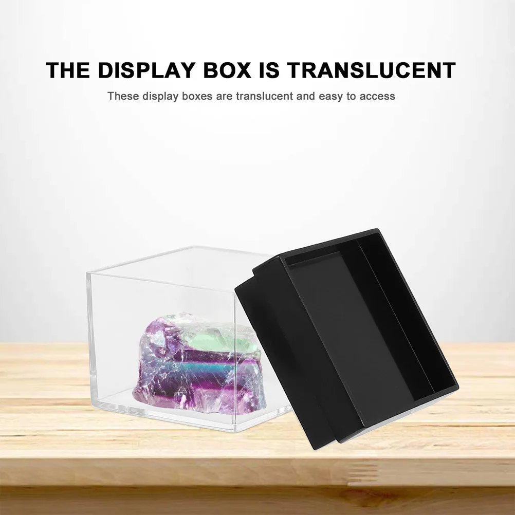 

6Pcs Specimen Storage Box Transparent Plastic Display Case Square Mineral Sample Organizer Desktop Showcase Clear Box