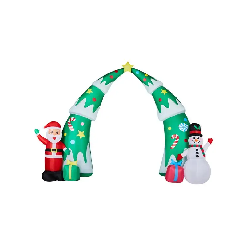 

15 футов надувная рождественская арка с елкой, Санта-Снеговиком, декор двора со светодиодной подсветкой для праздничных вечеринок, передний газон и сад
