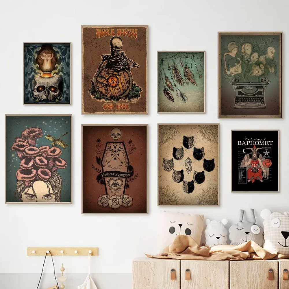 Witch European Alchemy Poster No Framed Poster Kraft Club Bar Paper Vintage Poster Wall Art Painting Bedroom Study Stickers