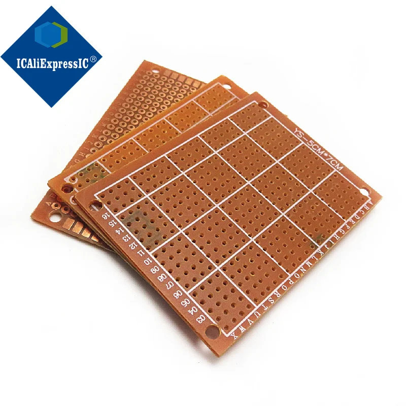 5piece Universal experimental board 5*7 5x7CM single-sided bakelite PCB circuit board yellow-brown ordinary board