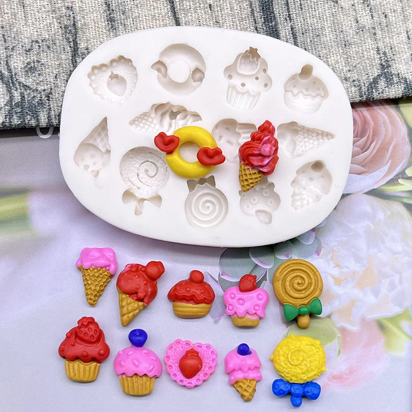 Ice Cream Lollipop Doughnuts Silicone Sugarcraft Mold Resin Tools Cupcake Baking Mould Fondant Cake Decorating Tools