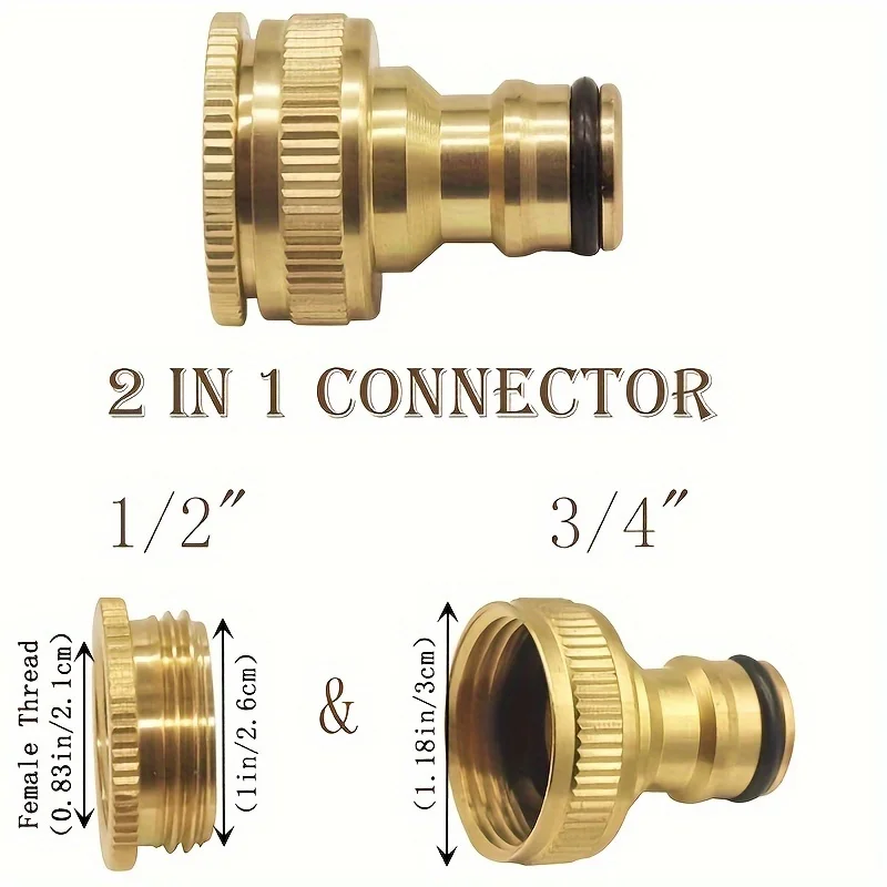3/5 Paar Messing-Gartenschlauchanschlüsse – 1/2 Zoll und 3/4 Zoll Wasserhahnanschlüsse + 1/2 Zoll Schnellanschluss-Adapter (massives Messing, universelle Passform) – Detail 5