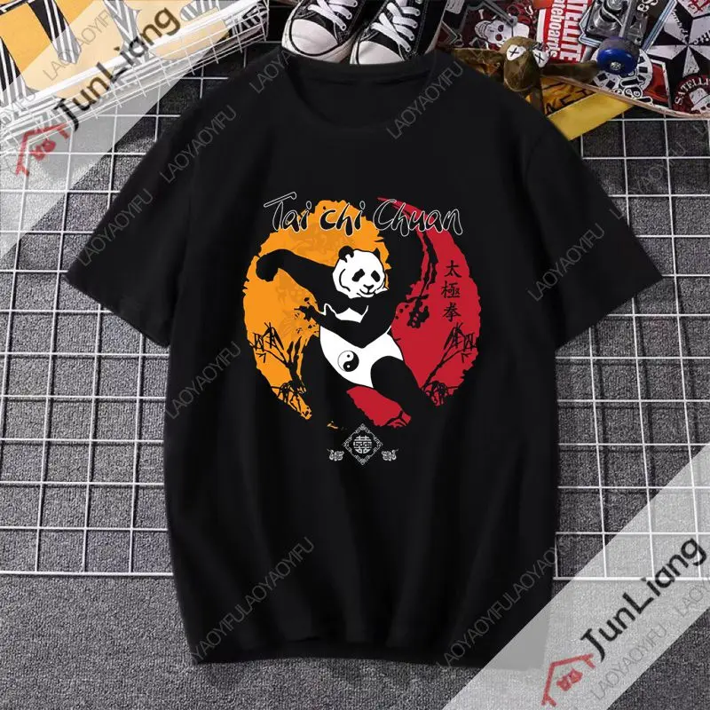 

Funny Panda Tai Chi Classic Short Sleeve Shirt Tai Chi Printed Chinese Kung Fu Clothes for Men and Women