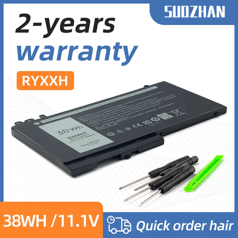 SUOZHAN-Batterie pour ordinateur portable, Dell Latitude 12, 5000, 11, 3150, 3160, 3550, E5250, E5450, E5550 Series, 9P4wiches, 11.1V, 38WH, RYXXH