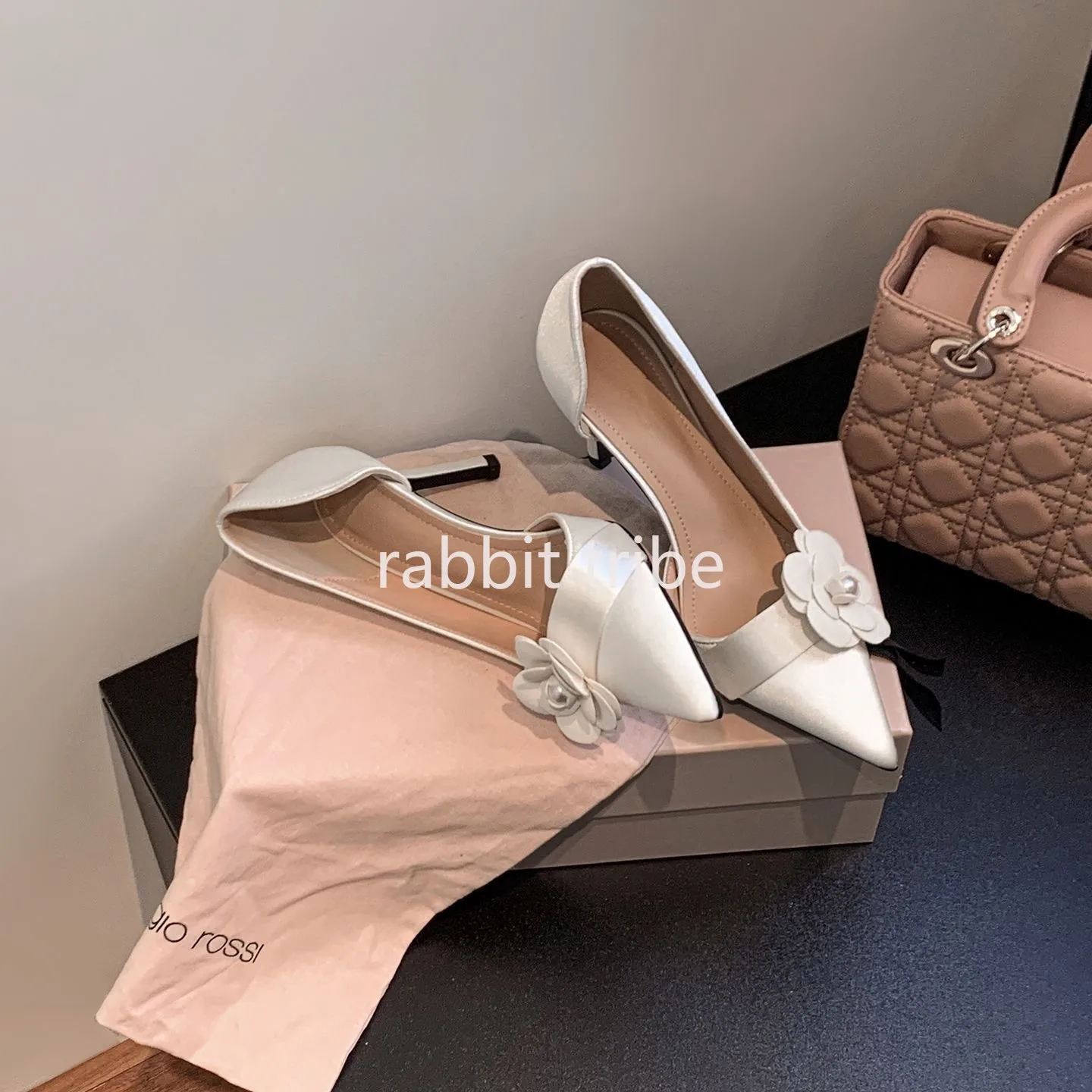 Two Piece High Heel Women's Shoes with Silk Satin Flower Decoration Women's High Heel Sandals Luxury Designer Women's Shoes - view 3