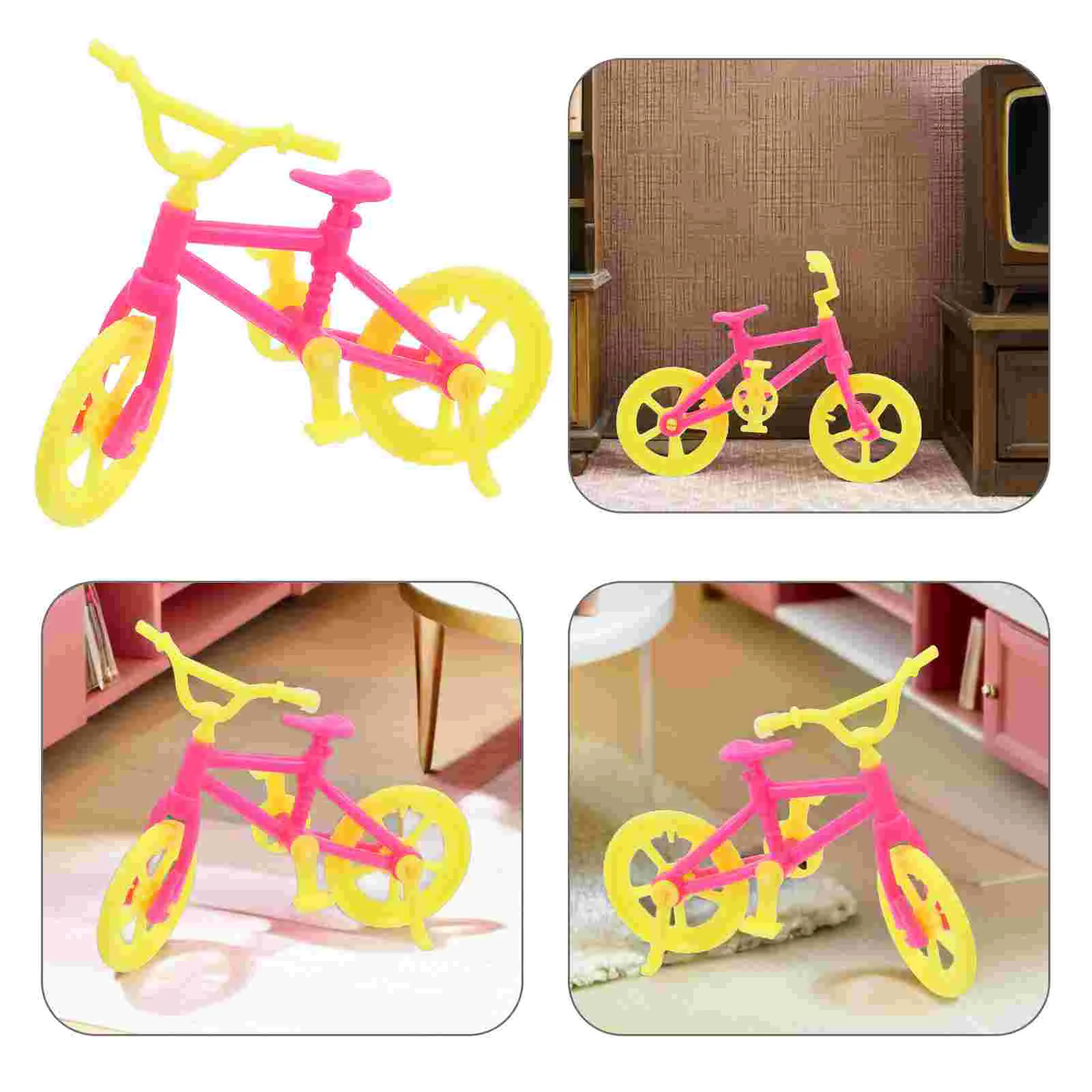 20pcs Dollhouse Bicycle Decoration Mini Bike Toy for Kids Realistic Two-Wheel Bicycle Model for Room Decor Cake Toppers and Crea