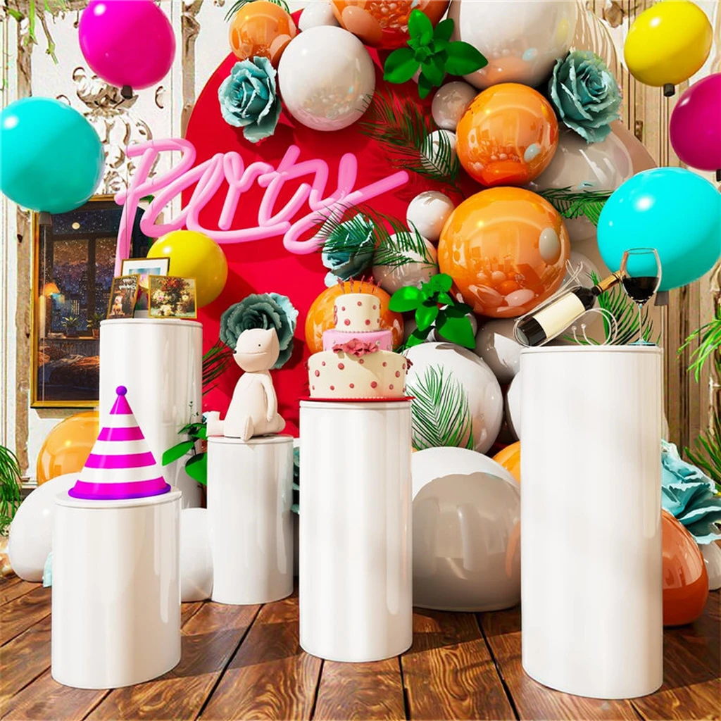 Set of 5 Multicolored Metal Detachable Cake Stands Modern Round Cylinder Dessert Display Carton Packed for Wedding & Event Decor