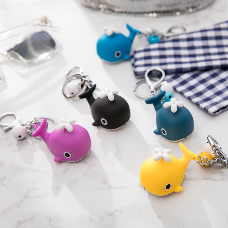 Dolphin Keychain Multifunctional 2 In 1 With Flashlight LED Light With Voice Sound Key Chain Cute 3D Animal Cartoon Keyrings