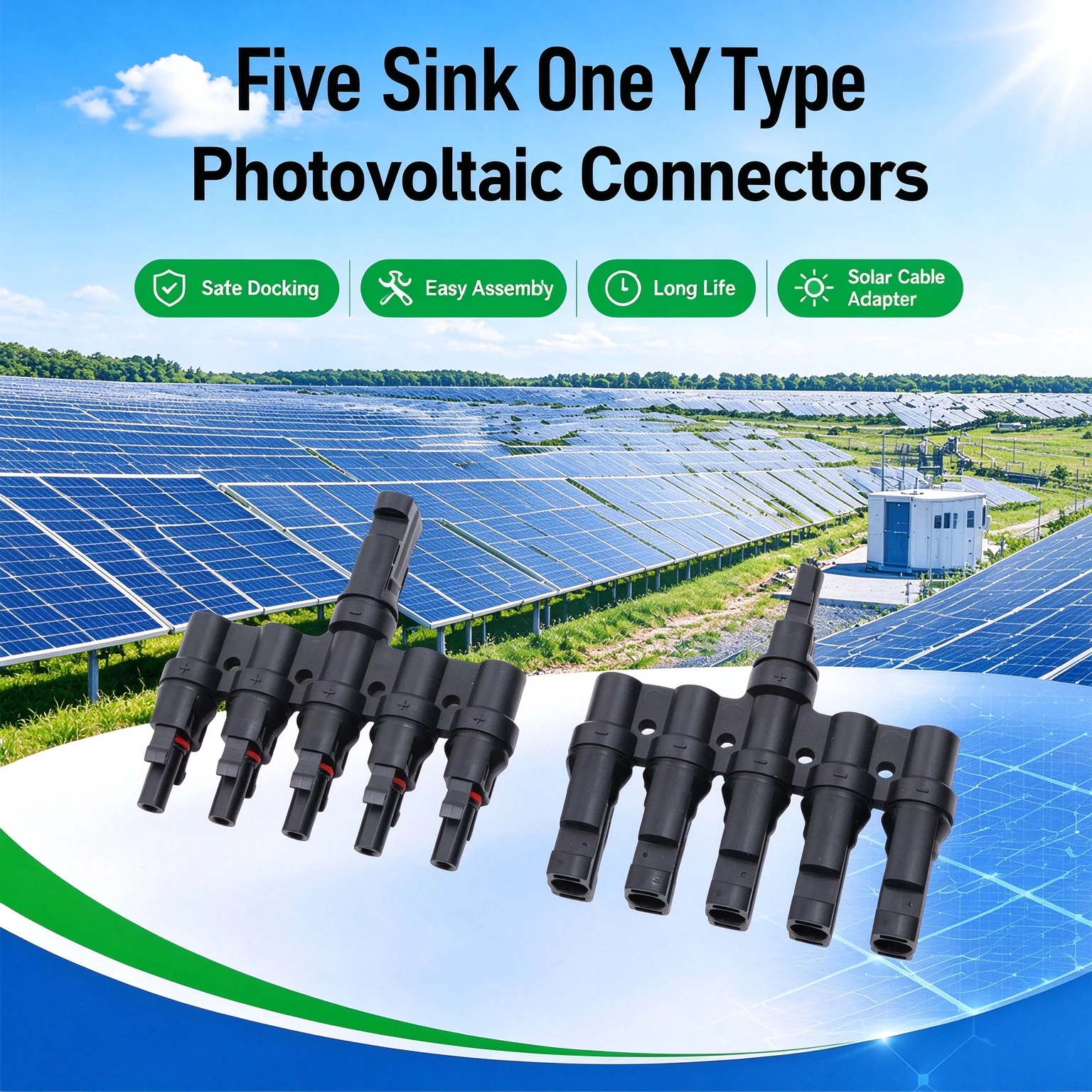 IP67 T-Branch 5-Way PV Connector 5 to1 Male Female Solar Plug for Multi-Module Parallel Solar Wiring