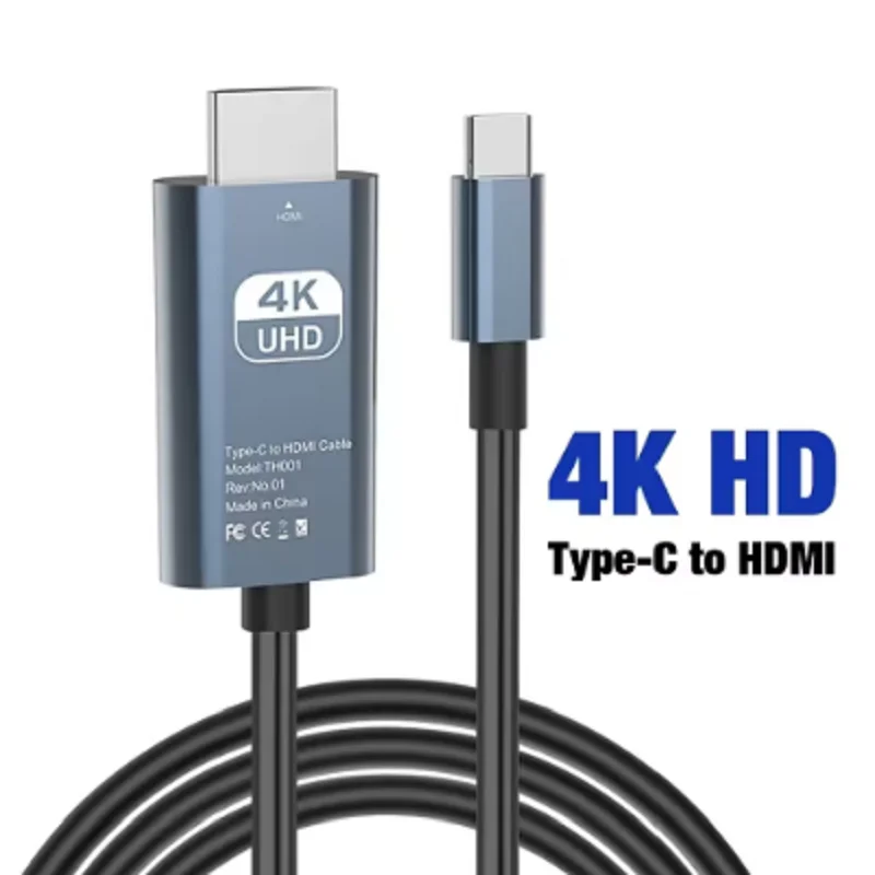 

1.8m Type C USB C to HDMI Cable Adapter HDTV Converter Cable 4K 30Hz For iPhone 15 TV Converter MacBook Air iPad Samsung laptop