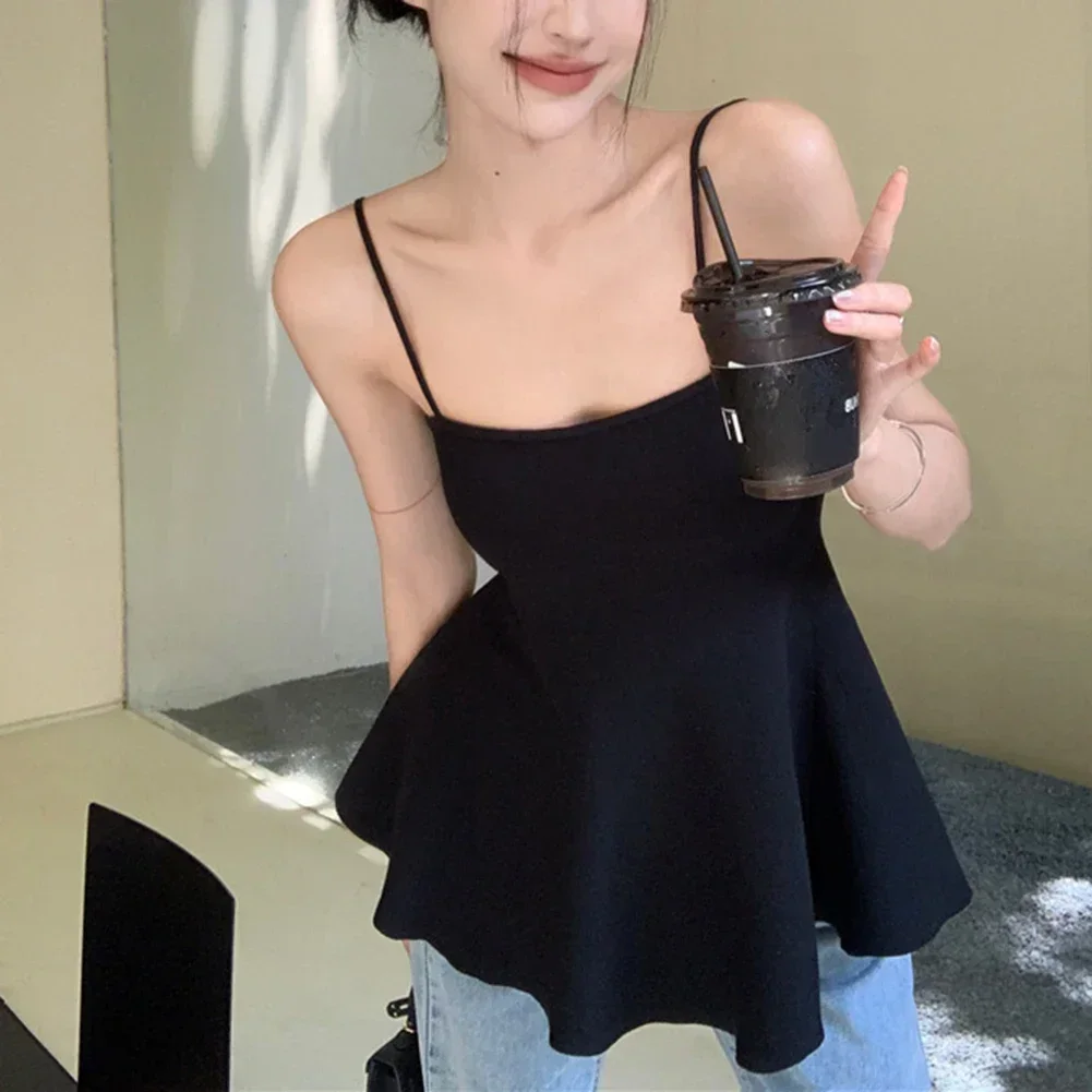 

Black Apricot Coffee Sleeveless Top Casual Wear Spring Summer Autumn Wear Daily Club Outfit High Stretch Fabric