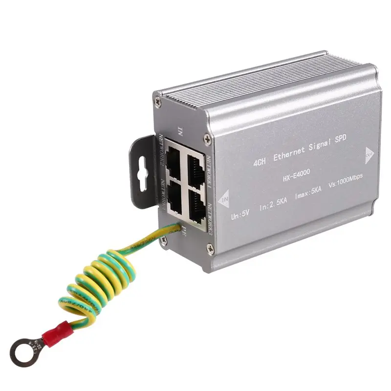 

A13E-Multi Port Network Cable Signal Protection 4 Ports 1000M RJ45 Camera Thunder Surge Protector Lightning Arrester Monitoring