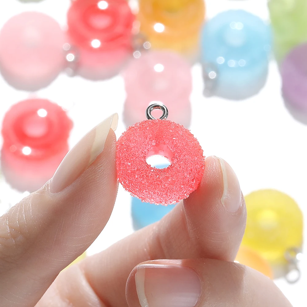 10pcs Circle Soft Candy Cute Kawaii Resin Pendant for Handmade Earrings Bracelets Jewelry Making Supplies Diy Accessories