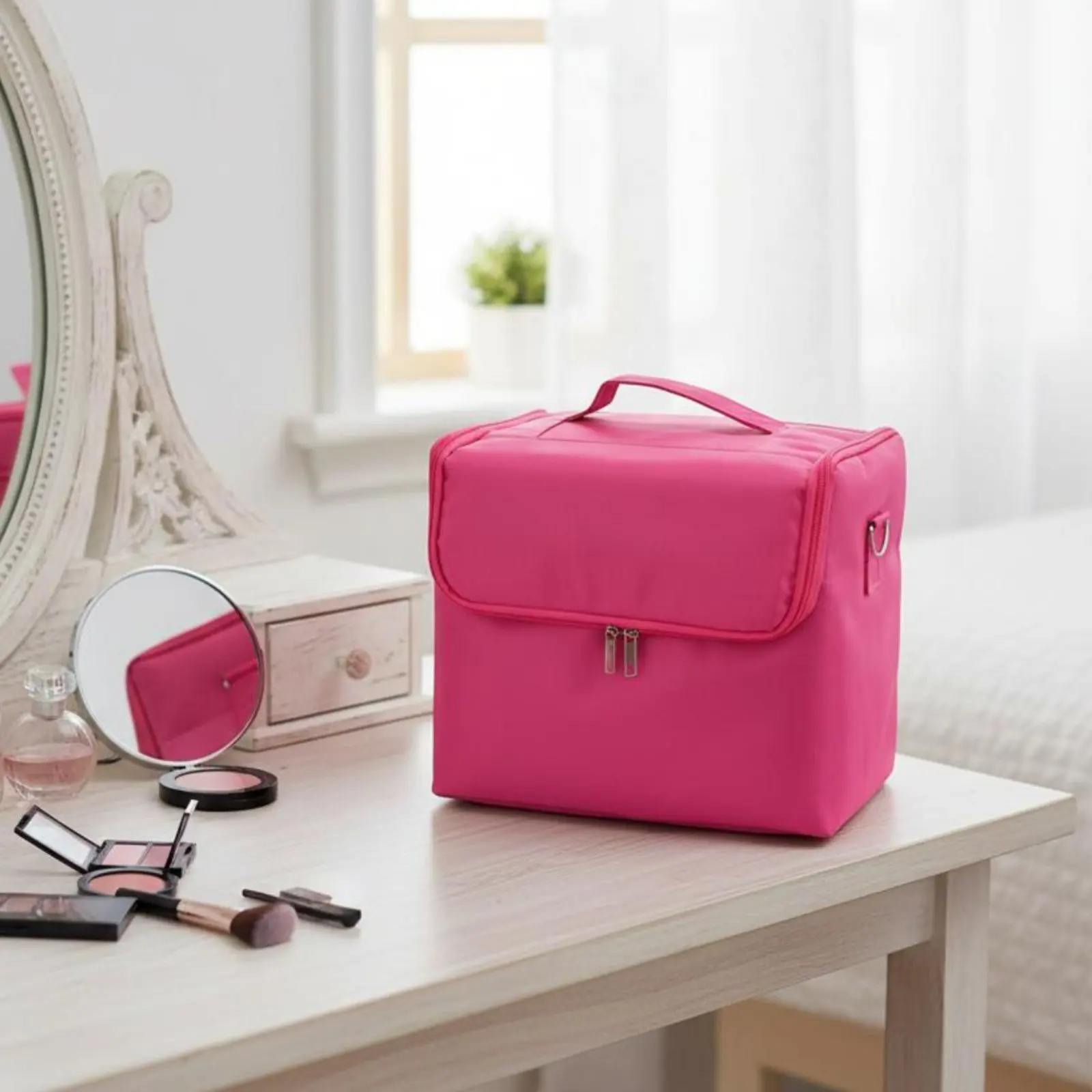 

Large Capacity Cosmetic Trip Bag Portable Professional Nail Design Tool Box Large Makeup Train Container Multi-Tier Design