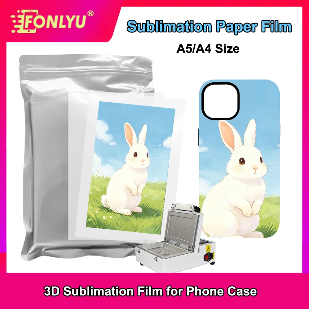

FONLYU 50PCS 3D Sublimation Film Paper for Heat Press Transfer Blank Phone Case Printing for iPhone 15 14 13 Pro Max Cover DIY