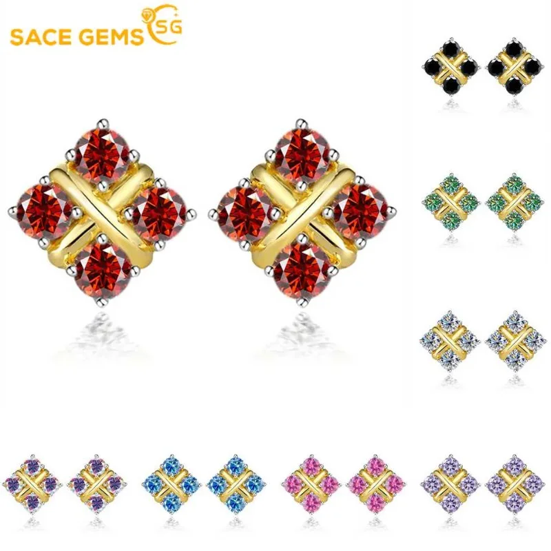 

SACE GEMS 3mm D Color Certified Moissanite Stud Earrings Lab Created Diamond 925 Sterling Silver Gold Plated Wedding Jewelry