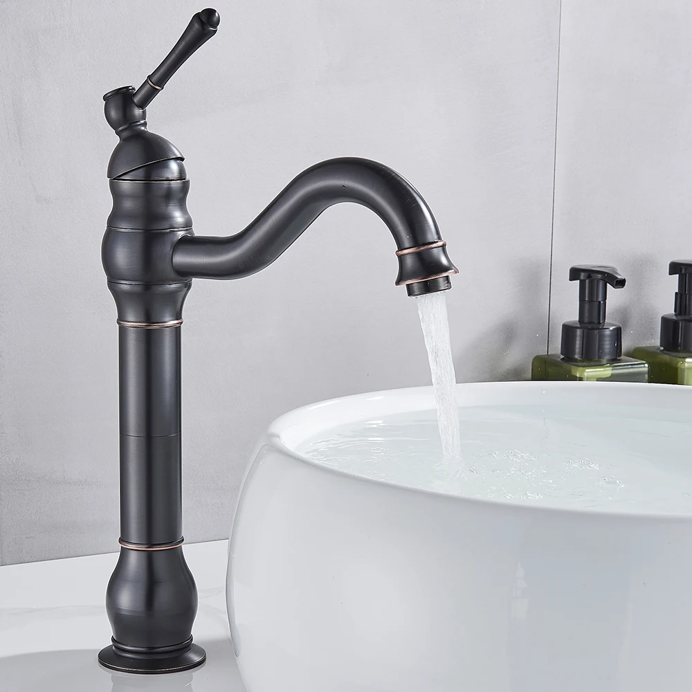 Antiek Messing Wastafel Vessel Sink Kraan Badrandcombinaties Eén Gat Koud Warm Water Koud Warm Mengkraan Badkamer Kraan