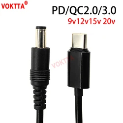 PD/QC2.0/3.0 Type C USB-C Male to DC Power Jack Extension Charge Cable Charging Cord Adapter deception trigger transfer 1M