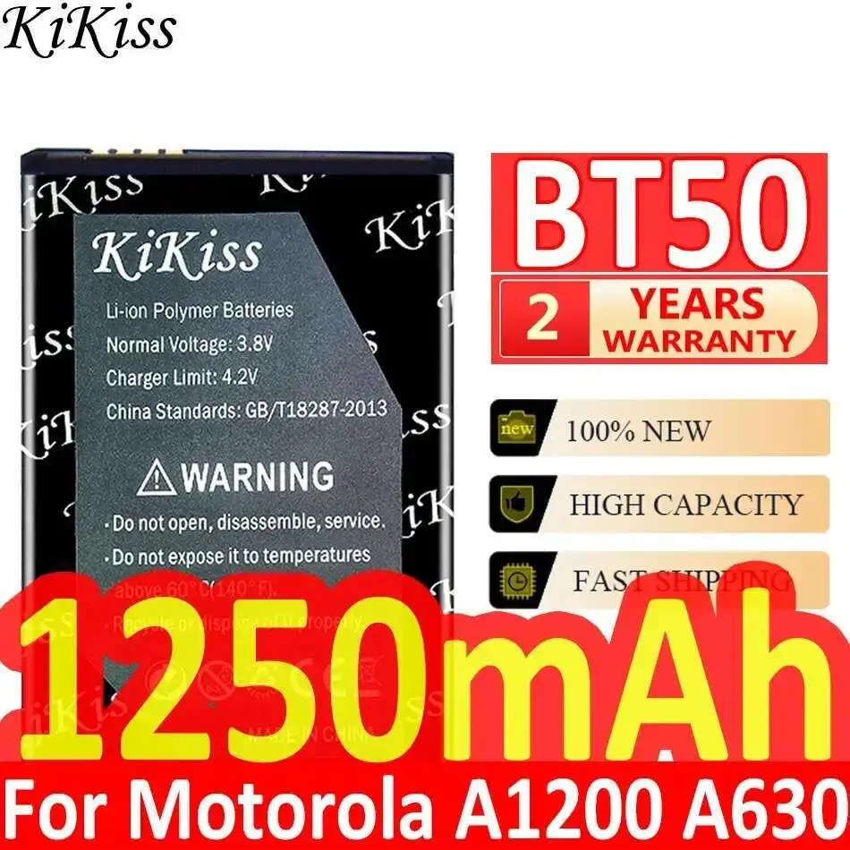 

For Motorola Moto A1200 A630 A732 BA250 C160 C193 C290 C975 C980 1250mAh Stable Reliable Power Supply BT50 Mobile Phone Battery