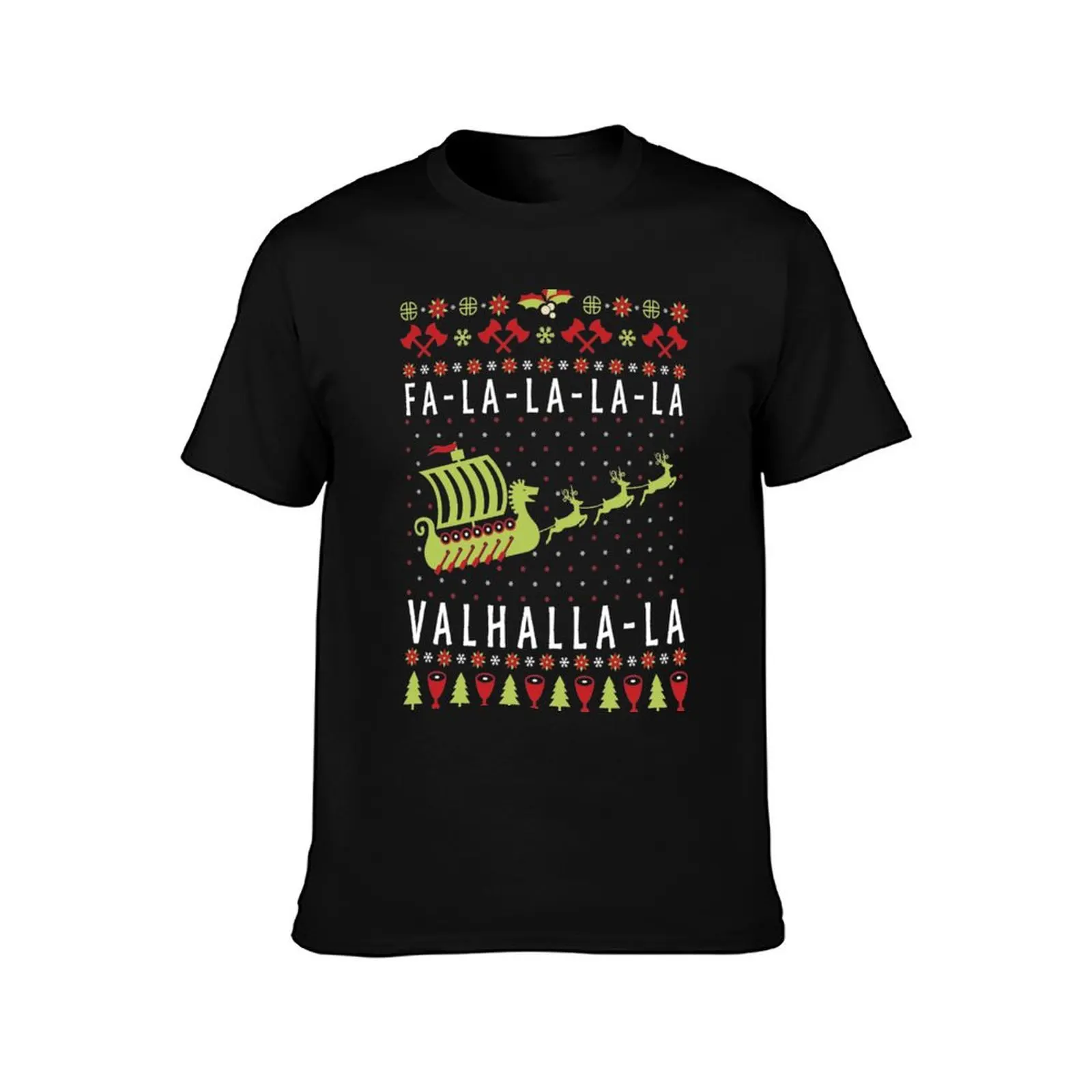 Valhalla-ha Ship Christmas Viking T-Shirt Standard Fit Solid Tee Shirt T-Shirt