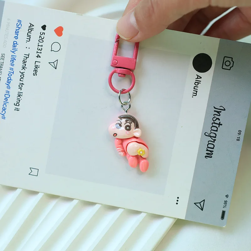 Crayon Shin-chan Keychain High Color Value Cartoon Doll Shape Creative Male and Female Student Schoolbag Mobile Phone Pendant view 5