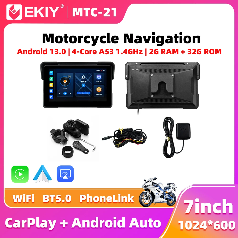 

Freedconn 7.0" Wireless Motorcycle CarPlay Moto Android Auto Android 13 Portable Digital Dashboard GPS Navigation Display Screen