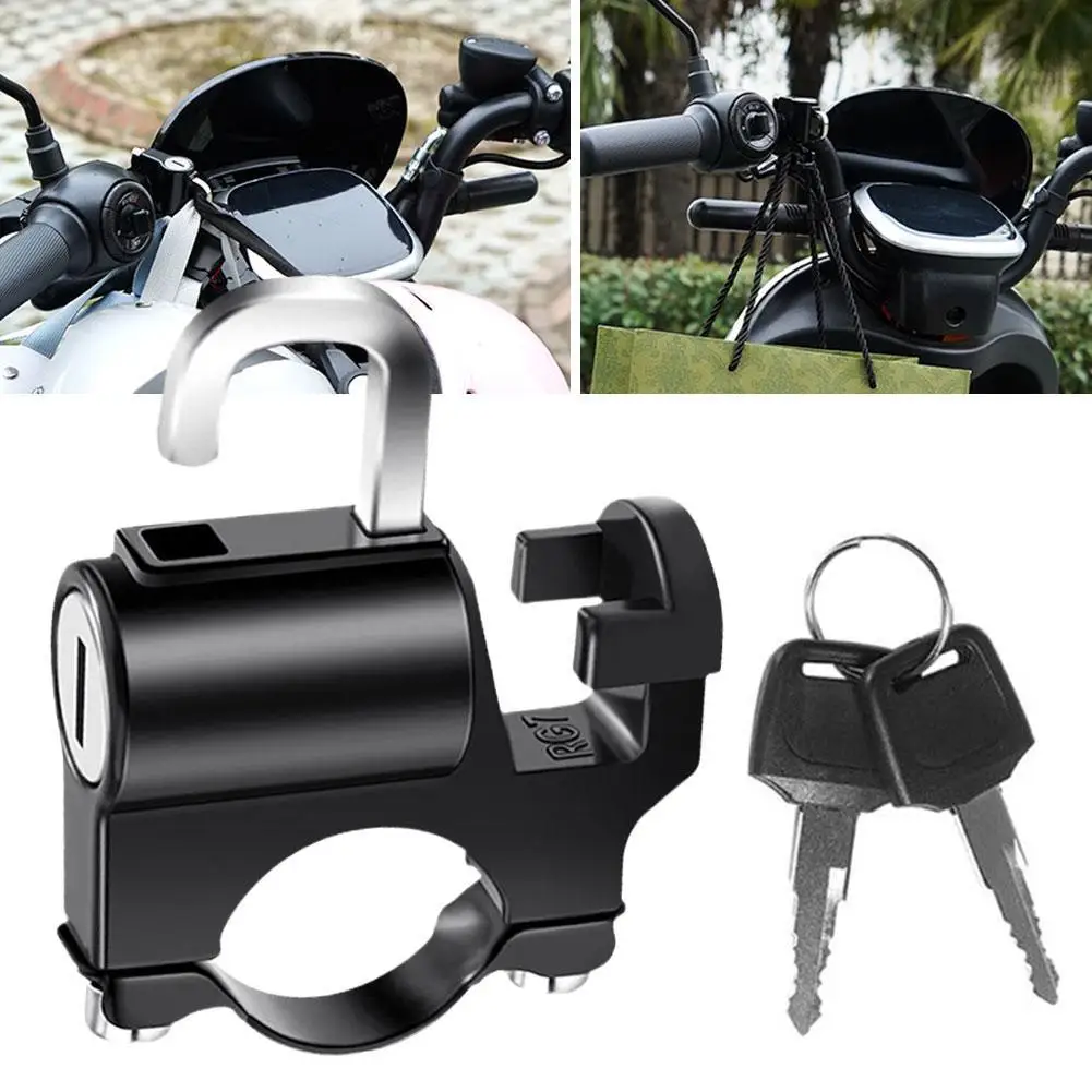 Helmet Lock for Motorcycle Scooter Atv Bicycle Universal Security Anti-theft Handlebar Lock 20mm-26mm with Keys Handle Lock B2D2