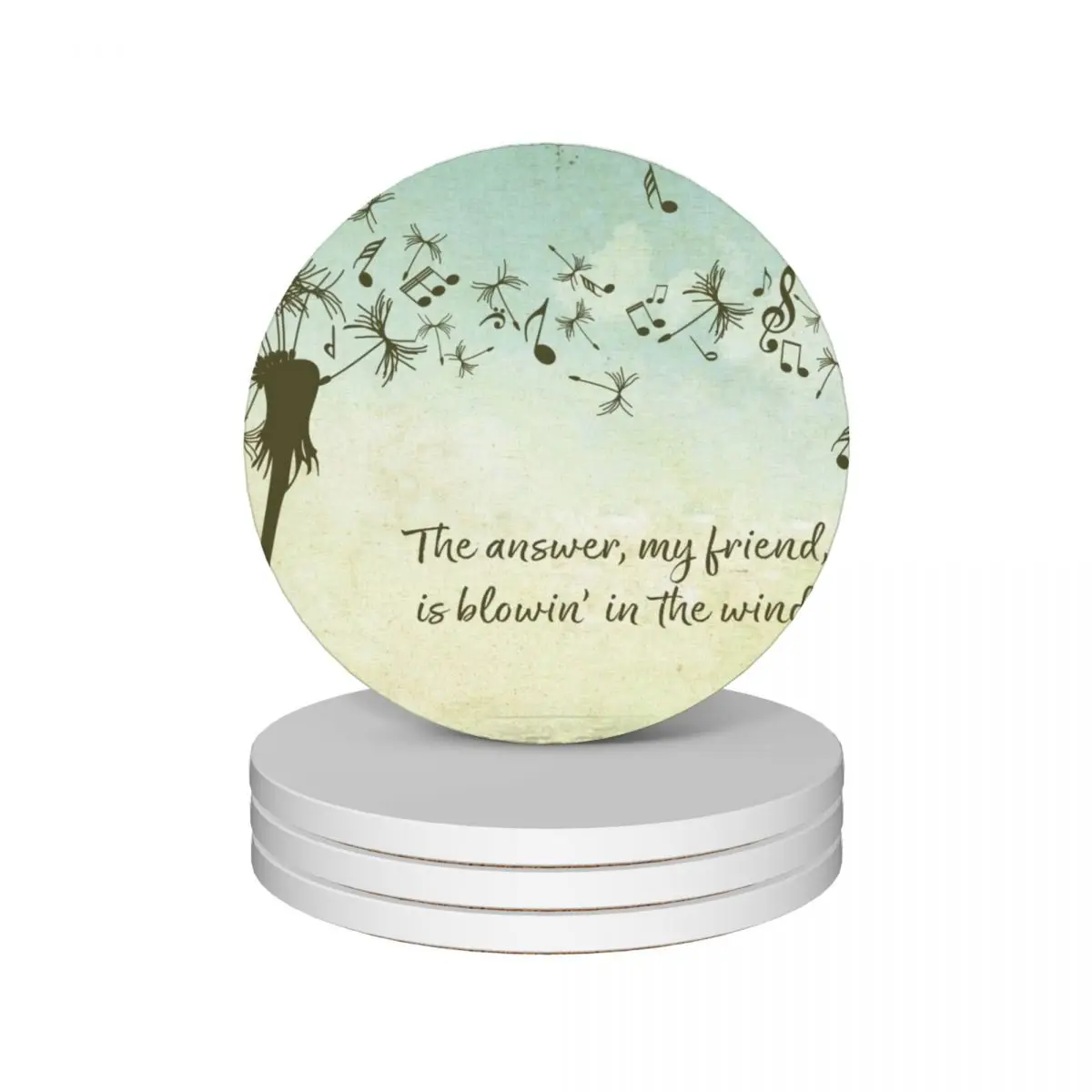 

The Answer my Friend is Blowin in the Wind Ceramic Coasters (Set of 4) for table personalize cup holder Cup mat Coasters