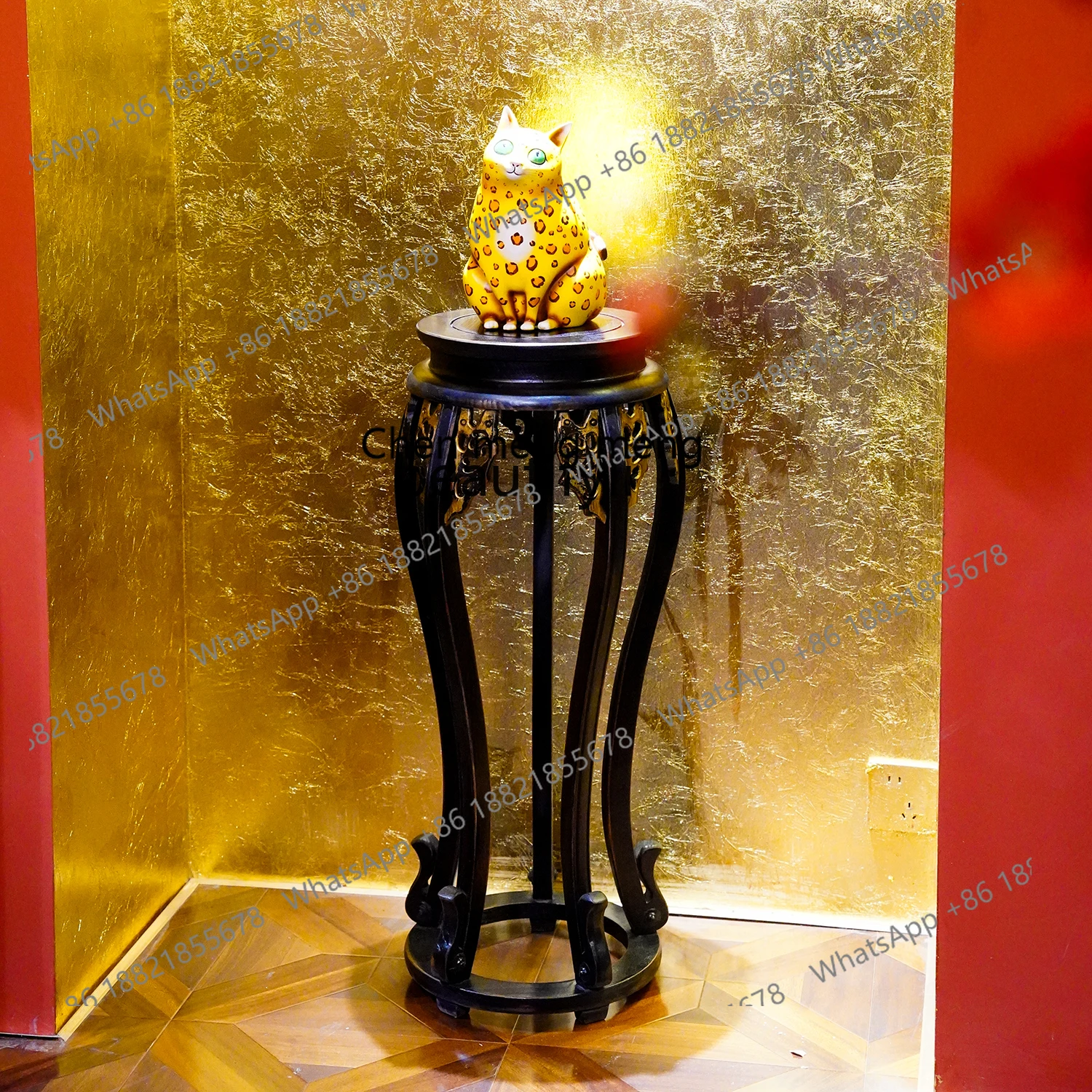 

E153 New Chinese Style Round Solid Wood Storage Rack Living Room Balcony Simple Classical Side Table Flower Stand