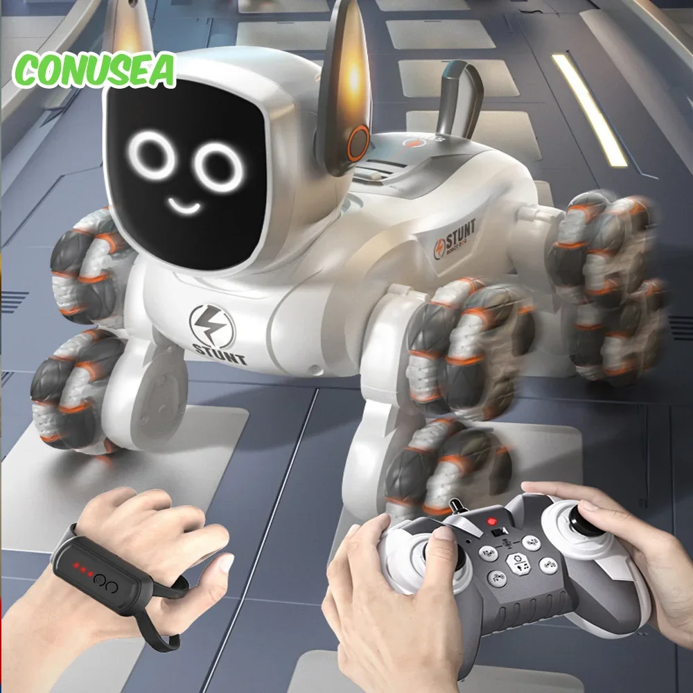 Smart Robot Dog Puppy RC Animals Intelligent Electronic Mechanical Dogs Voice Gesture Remote Control Robo Games for Children Boy