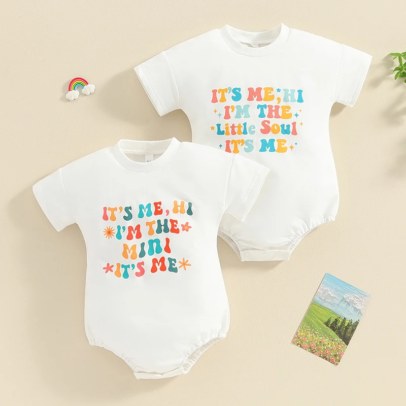 

0-18Months Infant Baby Summer Rompers Colorful Letter Print Round Neck Short Sleeve Bodysuit for Newborn Boys Girls Clothes