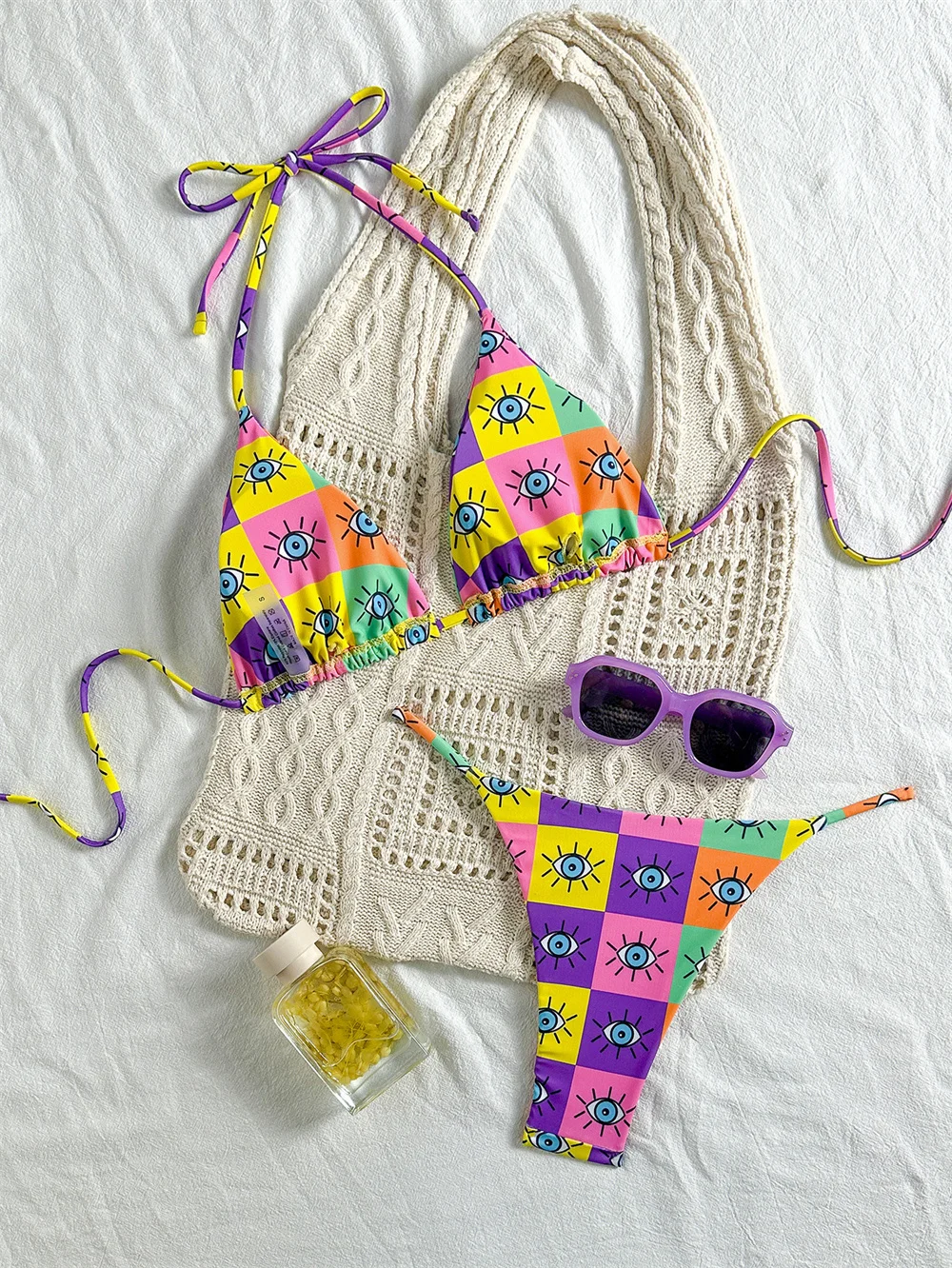 الفقرة برايا الملونة المطبوعة الرسن ملابس السباحة البرازيلي بيكيني مجموعات 2025 مثير ضمادة النساء ملابس السباحة Biquini انقسام ثوب السباحة #5