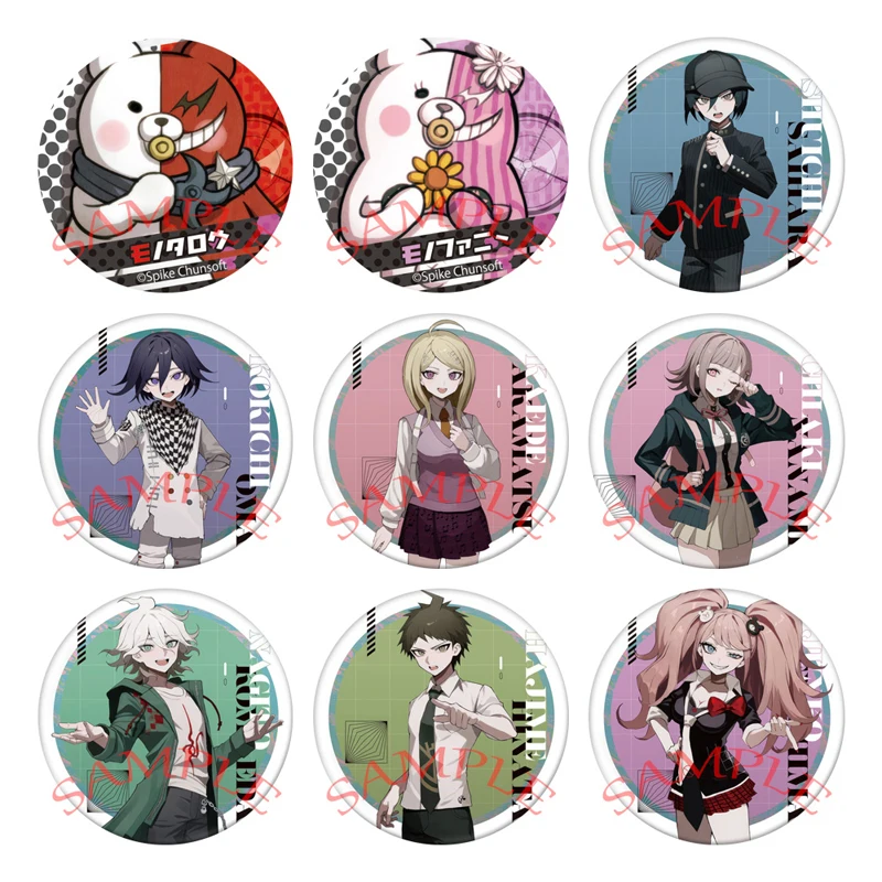 Broche con estampado HD de Danganronpa, Pin de botón esmaltado Monokuma de oso blanco, insignia de Cosplay de dibujos animados, decoración para mochila, regalo para niños