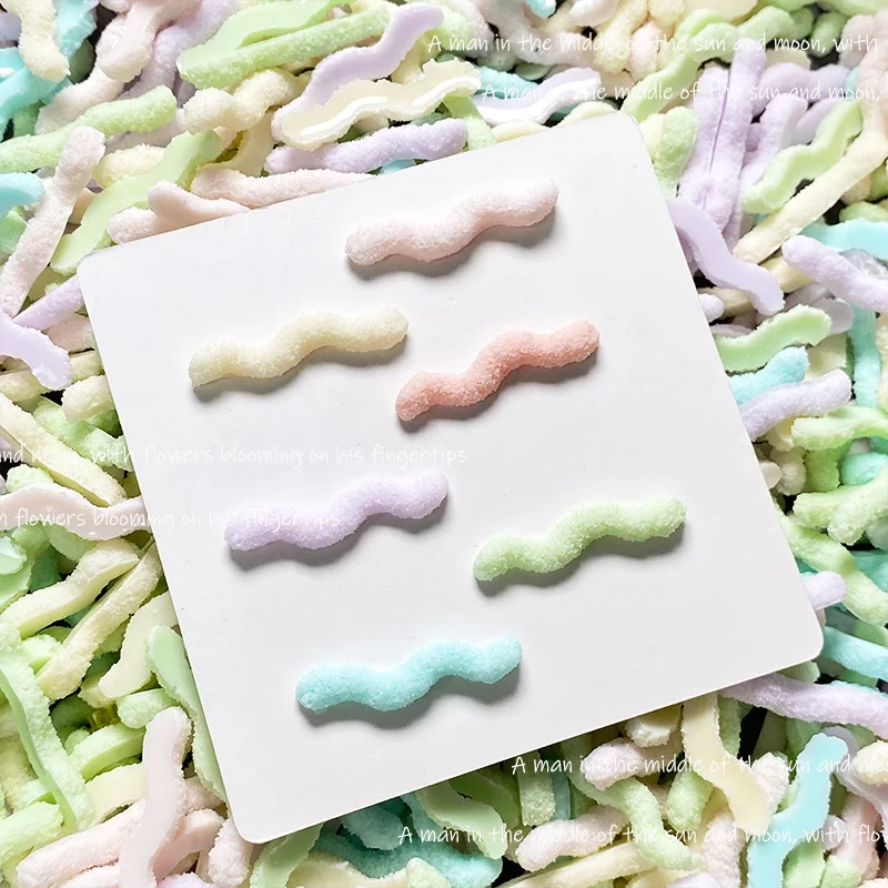 50Pcs Glitter Sugar Spiral Twisty Worm Candy Resin Ornaments DIY Supplies for Hair Barrettes, Jaw Clips & Slime Handball Filler