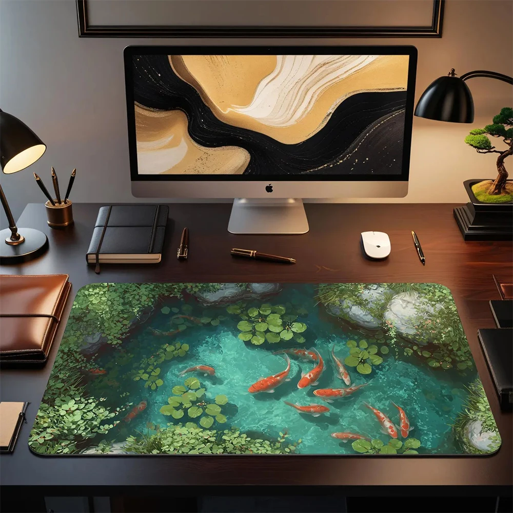 Gaming Keyboard Blue - Art Kawaii Koi Fish Lotus Leaf
