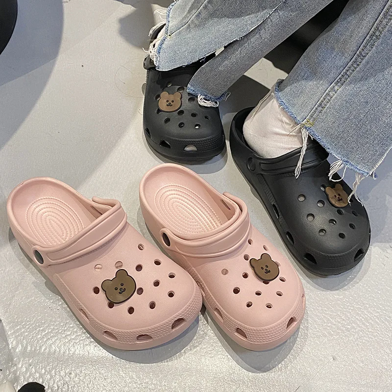 

Женская модная уличная обувь Cave, пляжные дышащие пляжные тапочки на толстой подошве из ЭВА на мягкой подошве, крутые тапочки с милыми героями мультфильмов