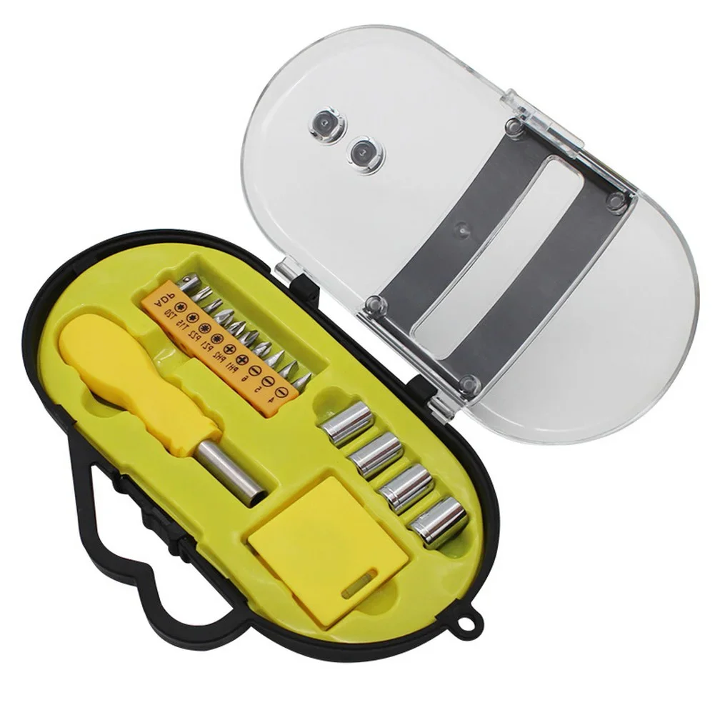 Compact and Portable Little Bee Tool Set with Carbon Steel Construction Includes Tape Measure and Screwdriver Bits