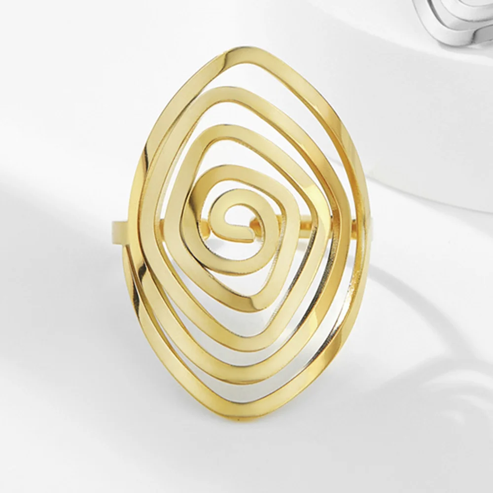 Edelstahl-Wirbelring für Frauen, geometrischer Schmuck, Geschenk, unregelmäßige Spirale, offene Fingerringe, modische Punk-Accessoires