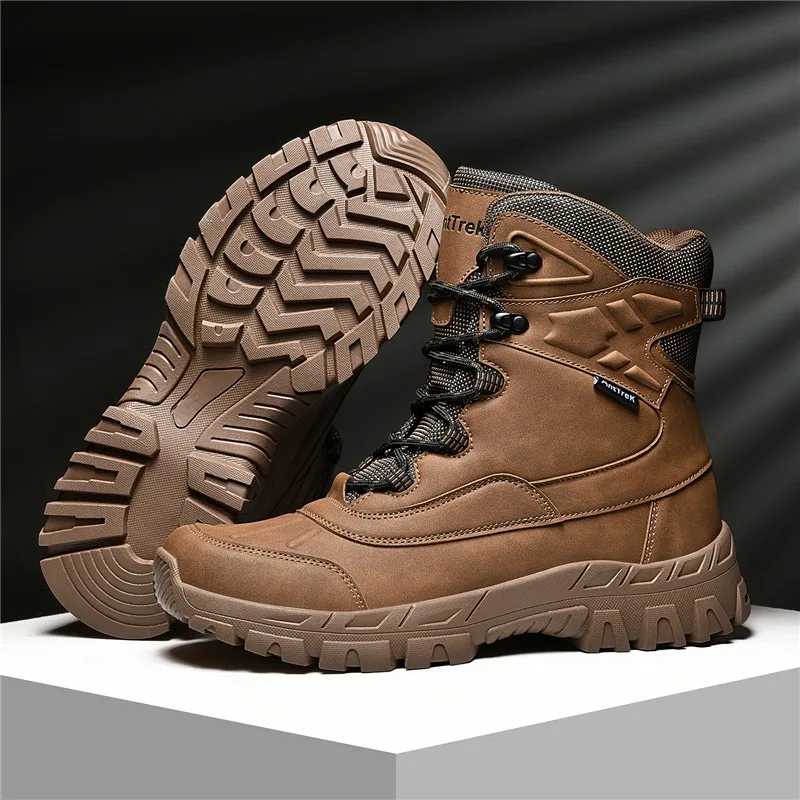 

Men's high-topoutdoor large-size hiking boots,desert trekking boots with thick soles,work boots,slip-resistant andwear-resistant