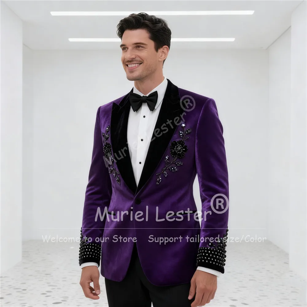 وسيم مطرز الأحجار دعوى الرجال سليم صالح المخملية العريس حفلة موسيقية الحلل تخصيص 2 قطعة مجموعات زي أوم الزفاف سهرة وتتسابق